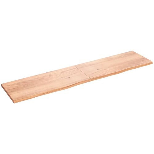 VidaXL Stenska polica svetlo rjava 220x50x4 cm trdna hrastovina Slike