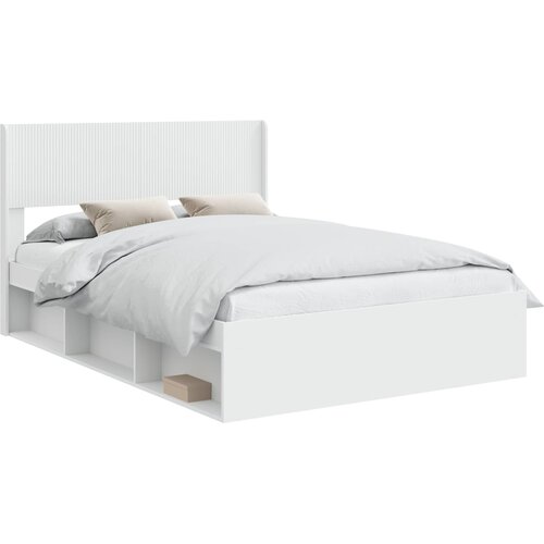  Krevetna konstrukcija s pohranom i uzglavljem Bijela 150 x 200 cm Slike