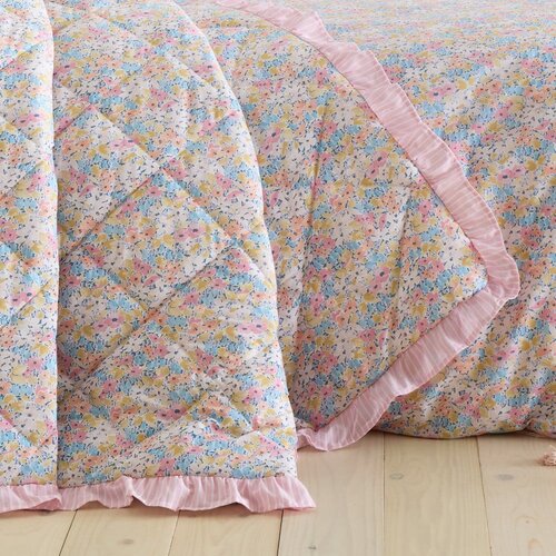 Catherine Lansfield Rožnato pre&amp;scaron;ito pregrinjalo 220x230 cm Darcy Floral &amp;ndash; Slike