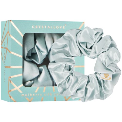 Crystallove Silk Scrunchie svilena elastika za lase Amazonite 1 kos Cene