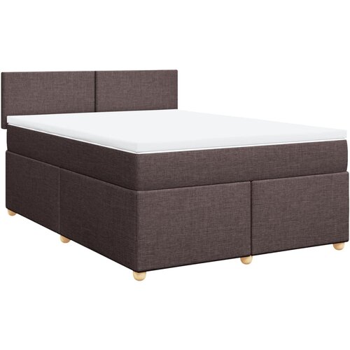 vidaXL Box spring postelja z vzmetnico temno rjava 160x200 cm blago, (21309503) Cene