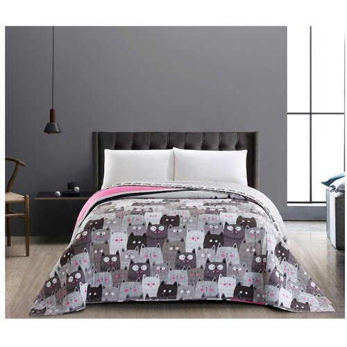 DecoKing Dvotransko sivo posteljno pregrinjalo iz mikrovlaken Cat Invasion, 200 x 220 cm Cene