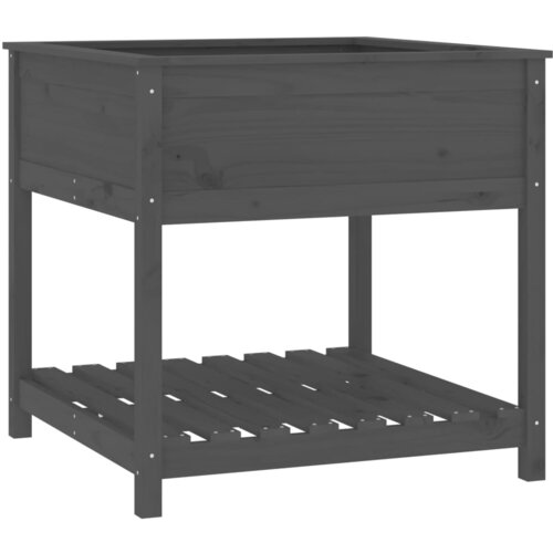Maison Chic Visoka greda - Greda - Cvetlični Lonec s polico siva 82,5x82,5x81 cm trdna borovina, (21789649) Cene