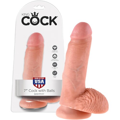 King Cock dildo sa 7 testisa (18 cm) - prirodan Cijene