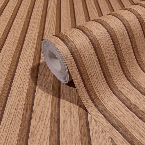 MARBURG Tapeta Botanica Wooden Slats rjava in hrast Slike