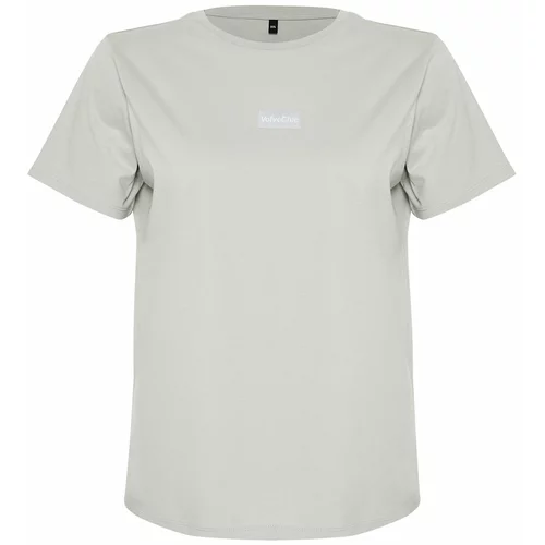 Trendyol Curve Gray Label Detailed Boyfriend Knitted T-shirt