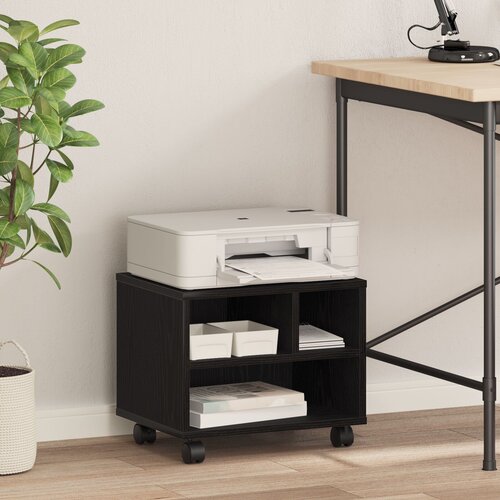 vidaXL Stalak za pisač s kotačima od crnog hrasta 41x32x34.5 cm Cijene