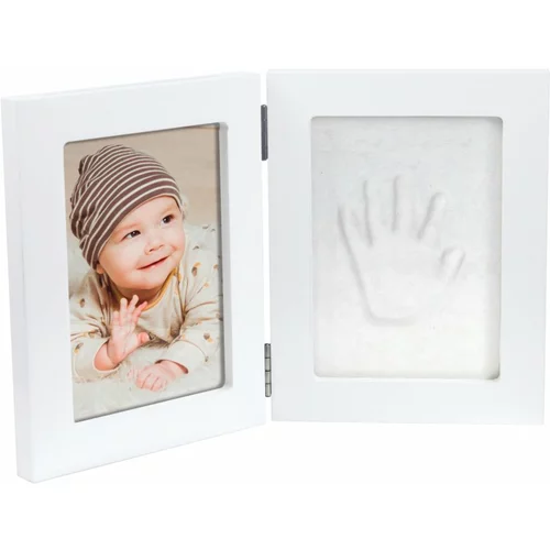 Happy Hands Double Frame Small set za odtis dojenčkovih dlani in stopal White