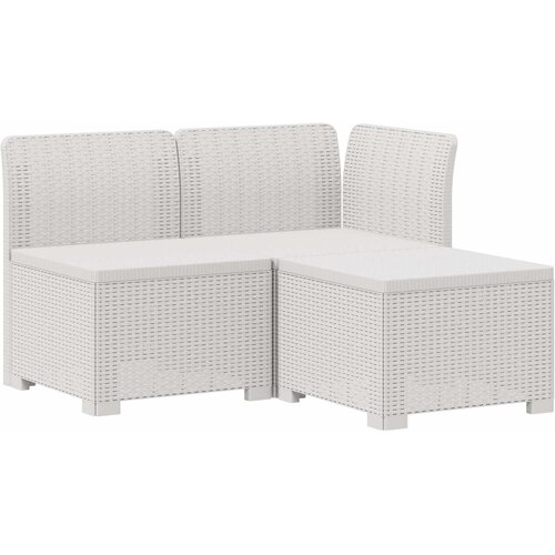 SOFA za vrt za 3 osobe sa izgledom rattan PP Bijela Slike