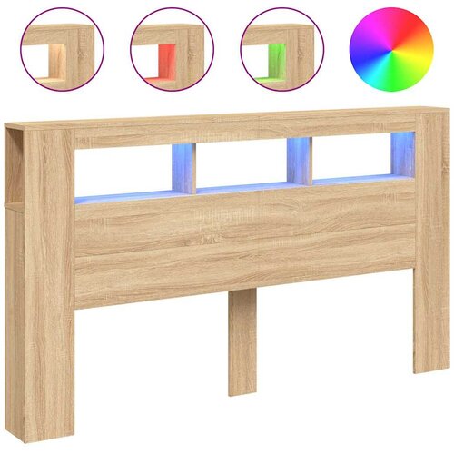  LED uzglavlje boja hrasta sonome 180x18,5x103,5 cm Slike