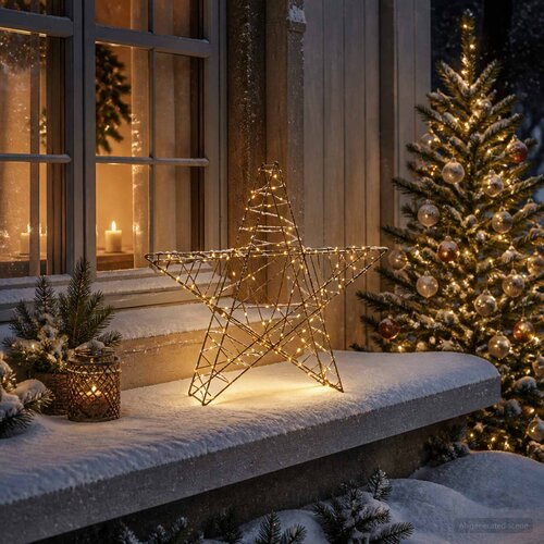  3D božićna zvijezda 120 LED lampica Topla bijela Slike