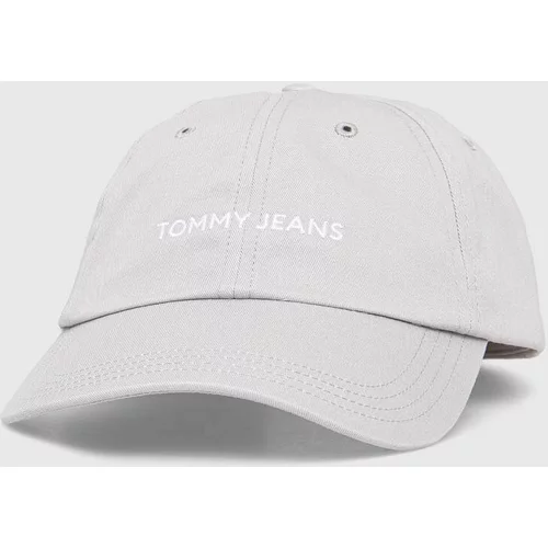 Tommy Jeans Bombažna bejzbolska kapa siva barva