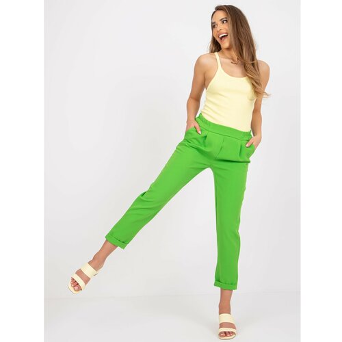 Fashion Hunters Light green women's trousers in Samantha fabric Slike