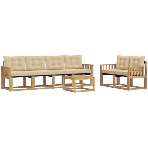  Set vanjskih sofa 7 kom. Bijela i bež Smeđa 59 x 59 x 37 cm Slike