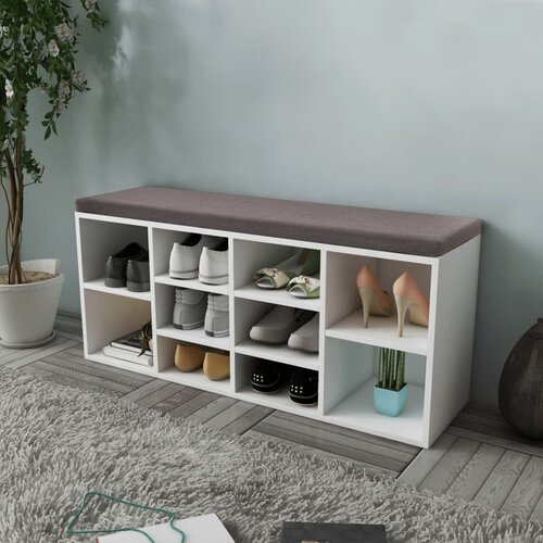 VidaXL 242554 Shoe Storage Bench 10 Compartments White Slike