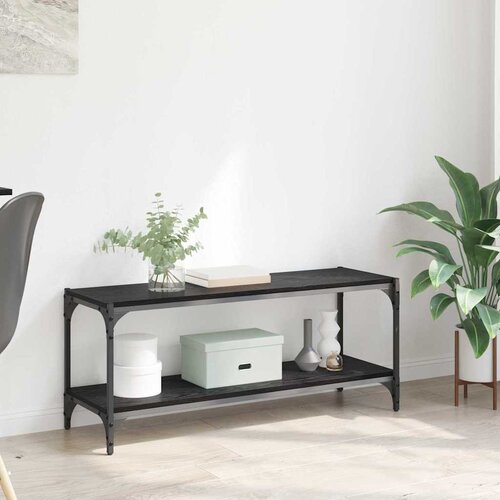 vidaXL TV ormar Crni hrast 100x33x41cm Obrađeno drvo i čelik Cijene