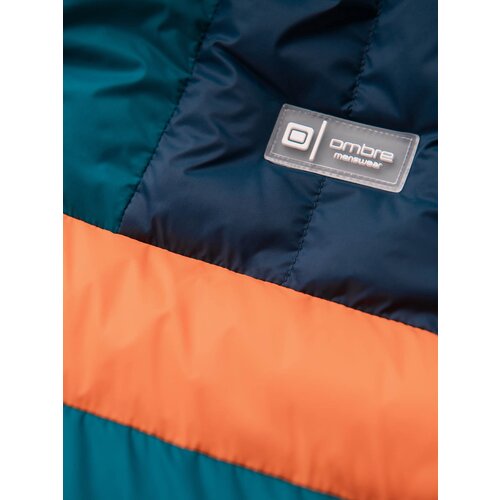 Ombre Men's sporty colorful retro jacket - navy blue and orange Cene