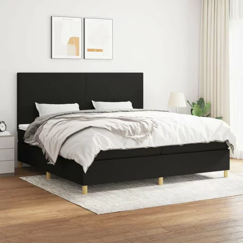  Box spring postelja z vzmetnico črn 200x200 cm blago, (20761073)