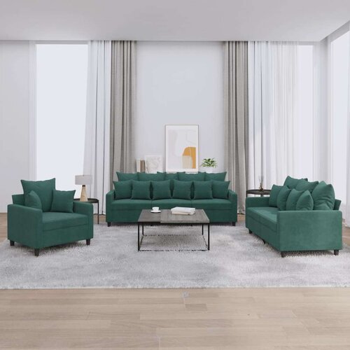  3-dijelni set sofa s jastucima tamnozeleni baršunasti Cijene