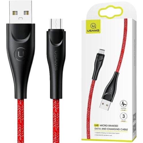 Usams BRIDED MICROUSB KABEL 3M 2A RDEČ HITRO POLNJENJE ZA TELEFONE, (21980471) Cene