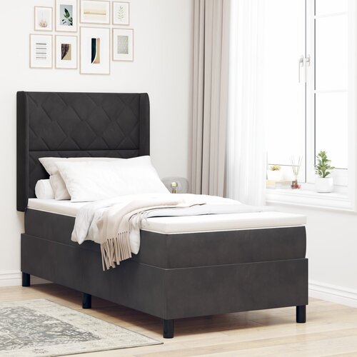 VidaXL Boxspring postelja z vzmetnico in LED črna 100x200 cm žamet Slike