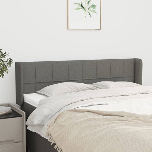 VidaXL Uzglavlje s u&amp;scaron;ima tamnosivi 147x16x78/88 cm od tkanine Slike