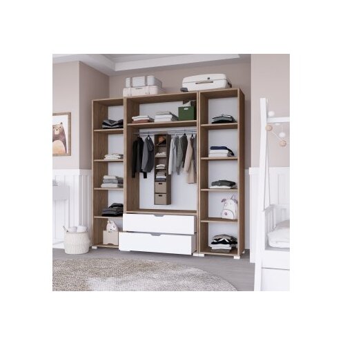 Hanah home nisan 1600-024 light walnutwhite wardrobe Slike