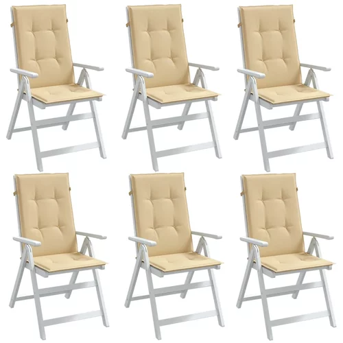  Jastuci za stolice 6 kom prošarano bež 120x50x4 cm od tkanine