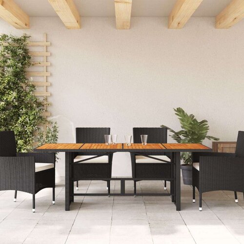 VidaXL vrtni stol s pločom od drva bagrema crni 190x80x74 cm poliratan Slike