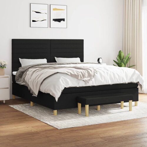  The Living Store Box spring postelja z vzmetnico črna 160x200 cm blago - Box Spring Postelja, (21514810) Slike