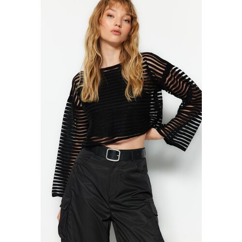 Trendyol Black Transparent Knitwear Sweater Cene