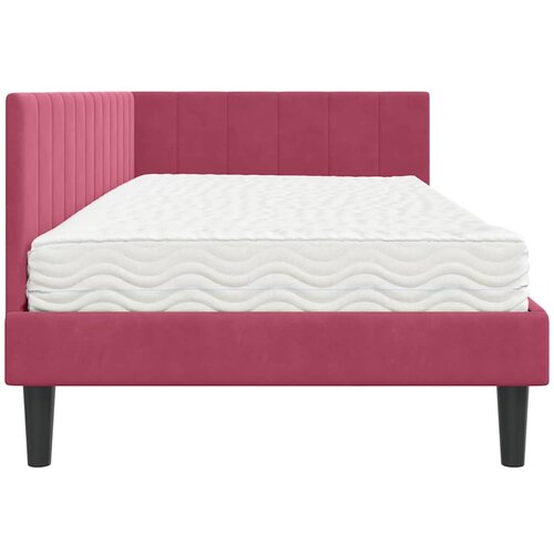 Kutni krevetni okvir s madracem 2 kom. Vinska crvena 90 x 190 cm Slike