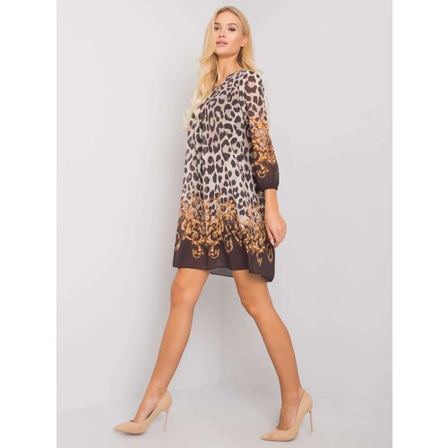 Fashion Hunters OCH BELLA Beige dress with leopard print Cene