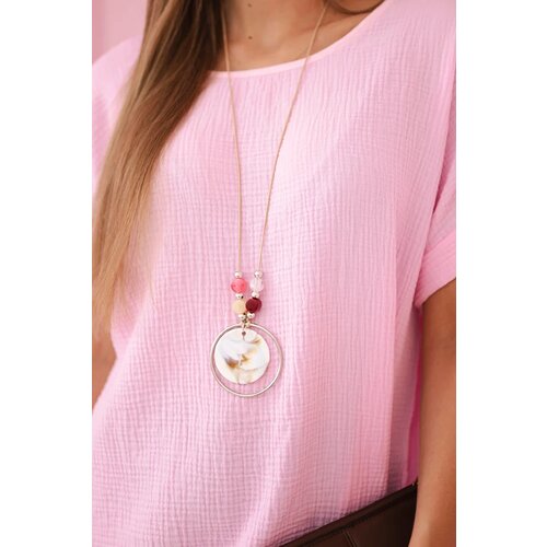 Kesi Włoski Muslin blouse with a necklace candy pink Cene
