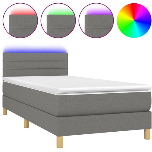 Maison Chic Box spring postelja - Vzmetna postelja z vzmetnico LED temno siva 90x190 cm blago SL8817, (21909039) Cene