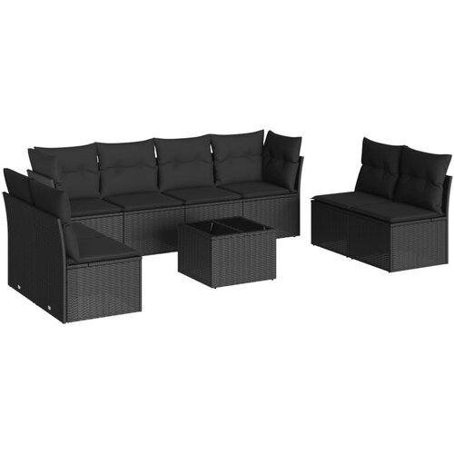 vidaXL 9-dijelni set vrtnih sofa s jastucima crni od poliratana Cene