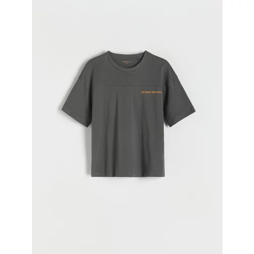 Reserved - Predimenzionirana pamučna majica kratkih rukava - tamnosivo
