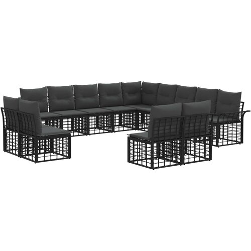  Set vanjskih sofa 13 pcs Crna i tamno siva Poliester Slike