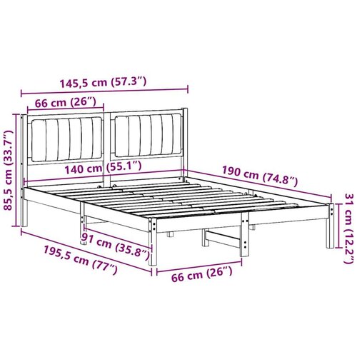 VidaXL krevetni okvir s tapiciranim uzglavljem sivo-smeđa 140 x 190 cm Slike