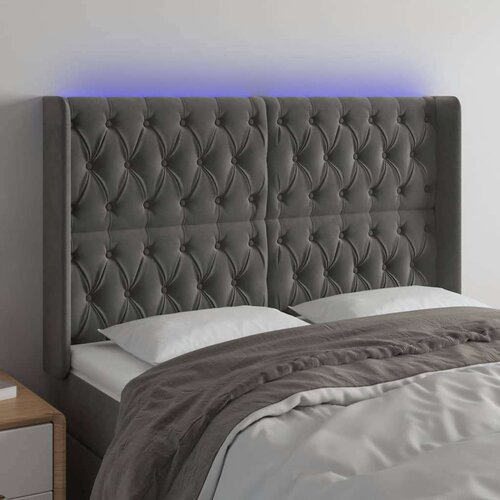  Posteljno vzglavje temno sivo 147x16x118/128 cm žamet, (20792558) Slike