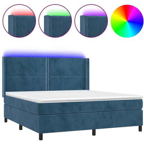 Maison Chic Box spring postelja - Vzmetna postelja z vzmetnico LED temno modra 160x200cm žamet SL22303, (21891765) Cene