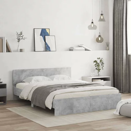  Okvir kreveta s uzglavljem boja betona 140x190 cm