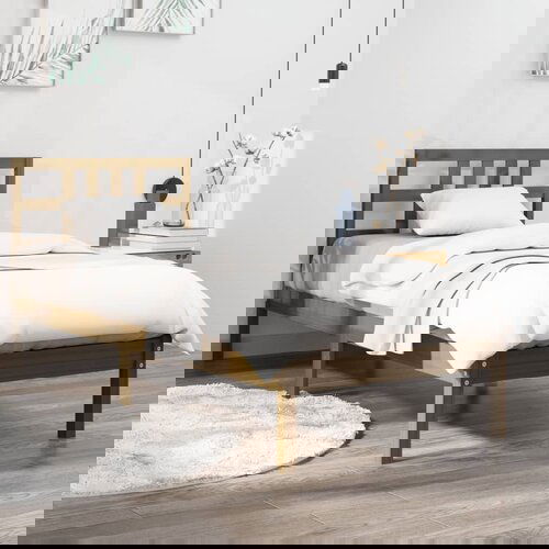 Furnova Posteljni okvir medeno rjav iz trdnega lesa 100x200 cm, (21944294) Slike