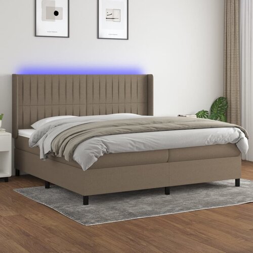  Krevet box spring s madracem LED smeđesivi 200x200 cm tkanina Cene