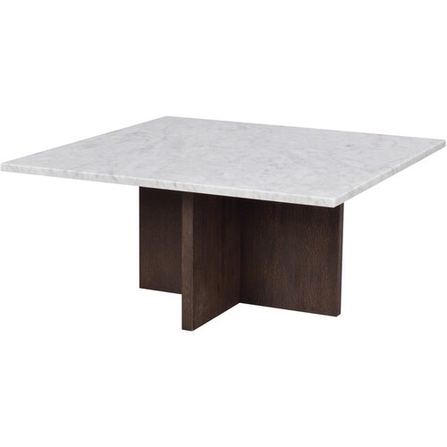 Rowico Bijelo-smeđi mramorni stolić za kavu 90x90 cm Brooksville - Cijene