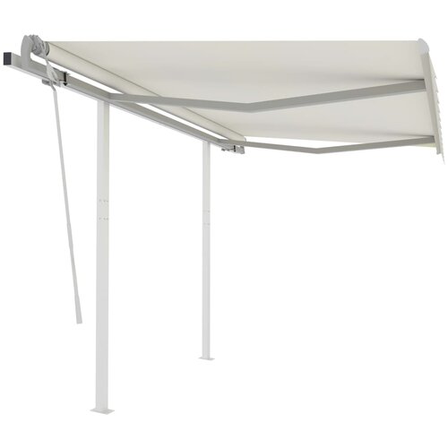 vidaXL Ročno zložljiva tenda s stebrički 3x2,5 m krem Cene