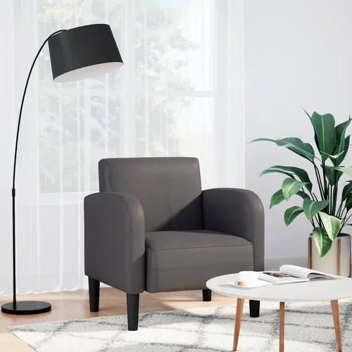 vidaXL Sofa fotelja s naslonima za ruke siva 54 cm umjetna koža