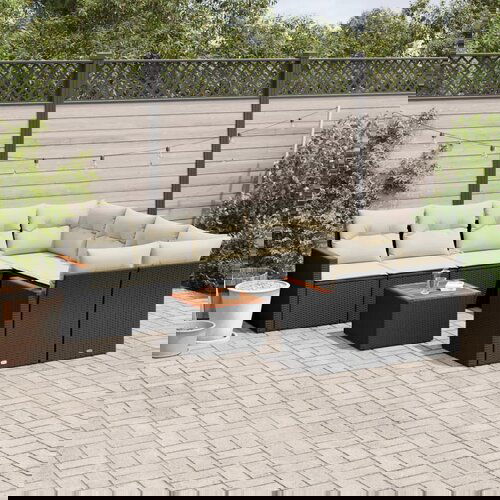  The Living Store Vrtna sedežna garnitura 9-delna z blazinami črn poli ratan - Vrtna Sedežna Garniture, (21476472) Cene