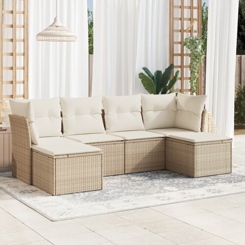 vidaXL 6-dijelni set vrtnih sofa s jastucima bež od poliratana Cijene