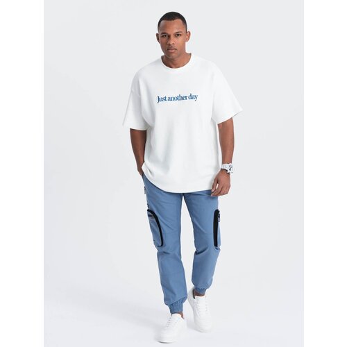 Ombre Men&amp;#039;s JOGGER pants with stand-off and zippered cargo pockets - blue Slike